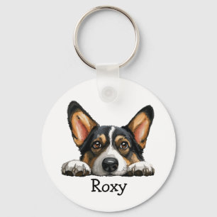 Black Corgi Personalized Theme Keychain