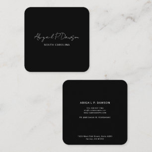 Black Corporate Company Script Custom Square Business Card