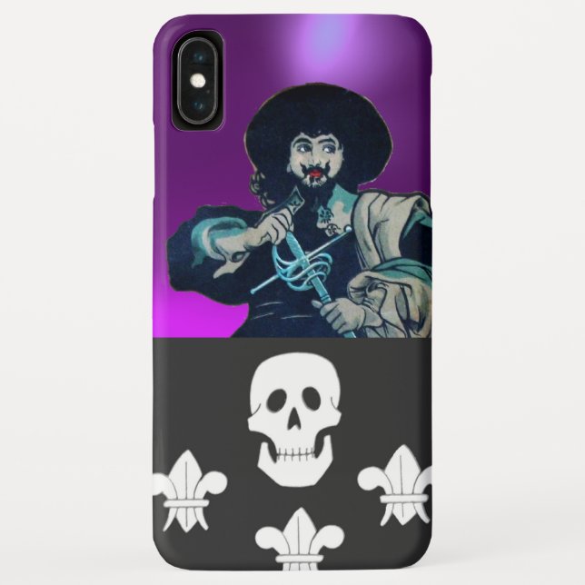 BLACK CORSAIR, SKULL & FLEUR DE LIS Purple Case-Mate iPhone Case (Back)