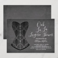 Black Corset Lingerie Bridal Shower Invitation