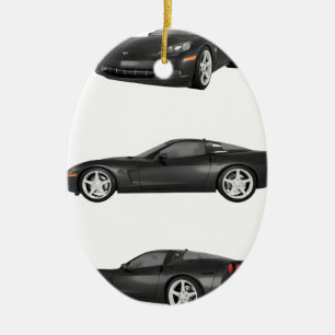 Black Corvette Ceramic Ornament