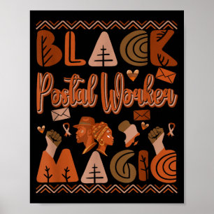 Black Costume Postal Worker Proud Afro Black Histo Poster