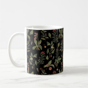 Black Cottagecore Herb  Coffee Mug