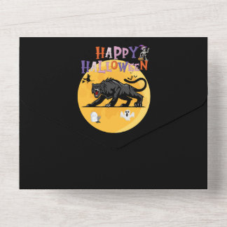 black cougar on halloween night invitation card