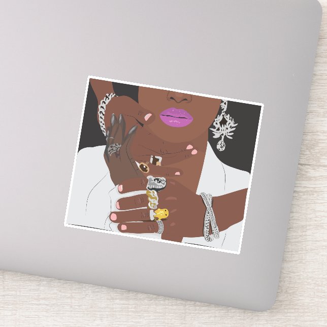 Black couple wearing gold and silver Black love (Detail)