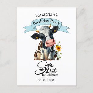 Black Cow Birthday Boy Postcard