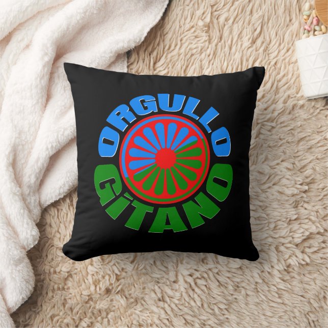 Black Cow: Gypsy Pride (Gypsy Flag). Throw Pillow (Blanket)