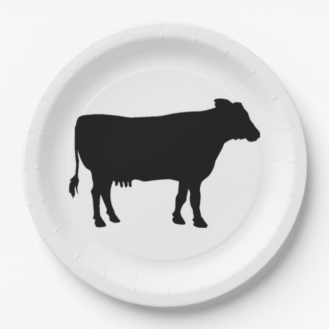 Black Cow Paper Plate (Front)