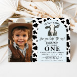 Black Cow Print Photo Holy Cow 1st Birthday Invitation<br><div class="desc">Black Cow Print Blue Arch Photo Holy Cow 1st Birthday Invitation Sweet cow theme first birthday invitation featuring a light blue arch, black cow print pattern, cute black and white cow and a photo. This cute holy cow 1st birthday invitation is ideal for someone looking for a cow themed black...</div>