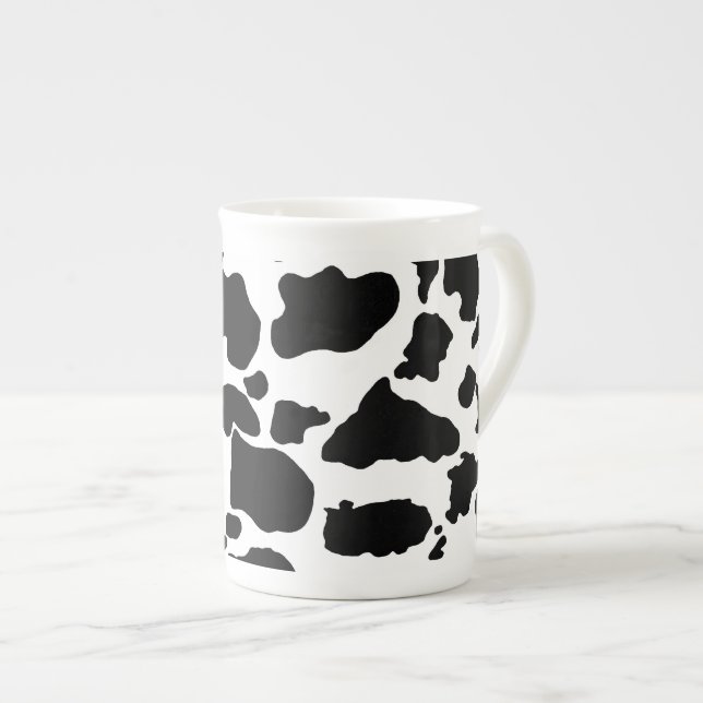 Black cow skin  Bone China Mug (Front Right)