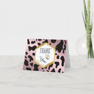 Black Cow Spots Shoehorse Rose Gold Thank you Card