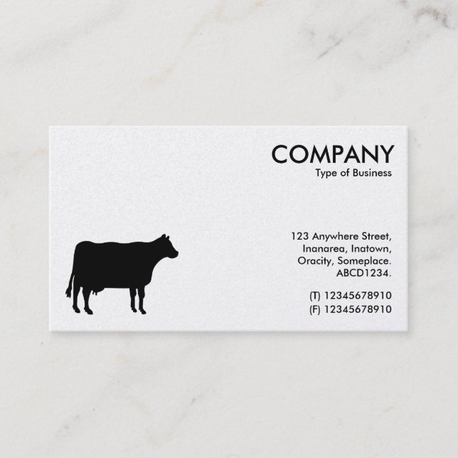 Black Cow Symbol - White (Platinum) Business Card (Front)