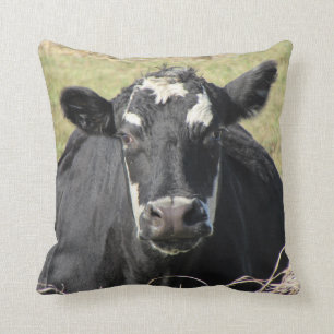Black Cow Throw Pillow
