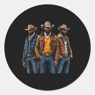 Black Cowboy African American Western Rodeo Melani Classic Round Sticker