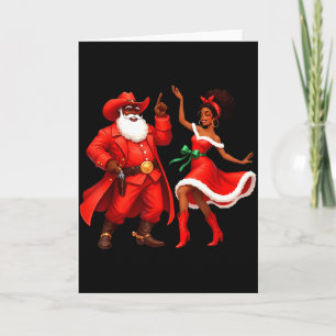 Black Cowboy And Santa Cowgirl Christmas Western X Card