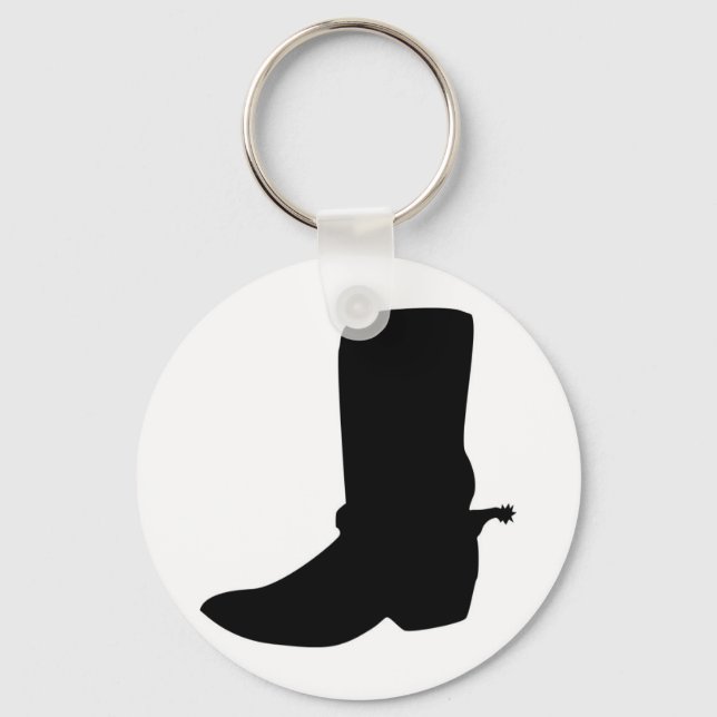 Black Cowboy Boot with Spurs Keychain (Front)