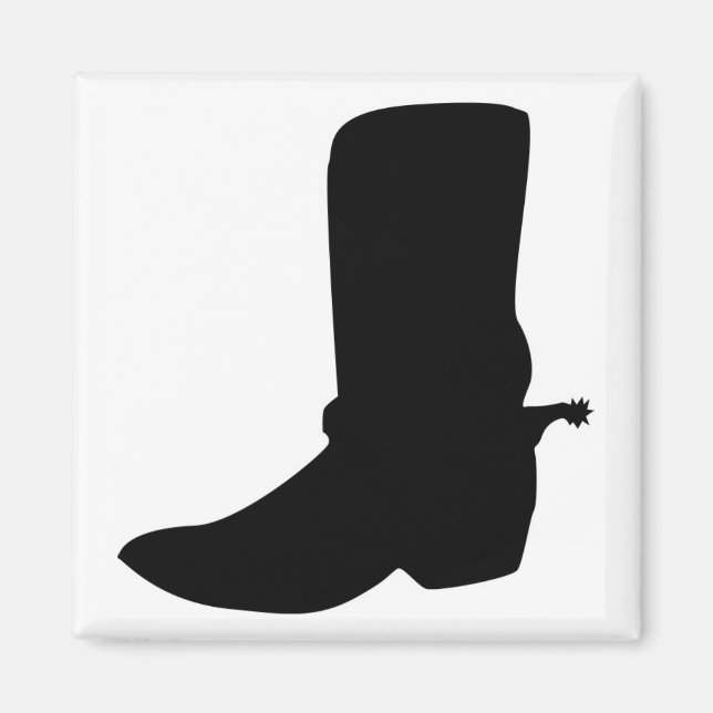 Black Cowboy Boot with Spurs Magnet (Front)