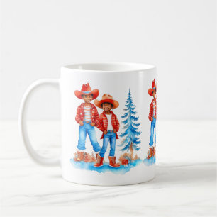 Black Cowboy Cowgirl Couple Winter Christmas Scene Coffee Mug