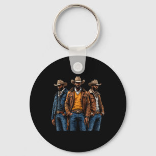 Black Cowboy Melanin African American Western Rode Keychain