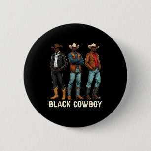 Black Cowboy Western Rodeo African Melanin Boy Men 2 Inch Round Button
