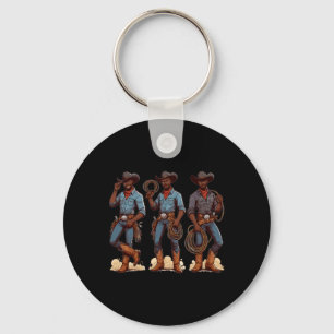 Black Cowboy Western Rodeo Melanin Black History T Keychain