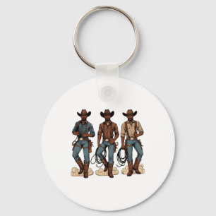 Black Cowboy Western Rodeo Melanin Black History T Keychain