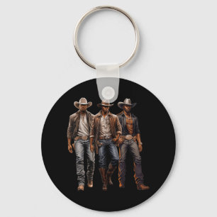 Black Cowboy Western Rodeo Melanin Black History T Keychain