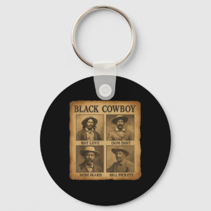Black Cowboy Western Rodeo Melanin Black History T Keychain