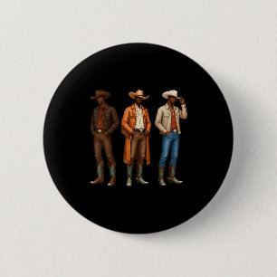 Black Cowboy Western Rodeo Melanin Heritage Texas 2 Inch Round Button