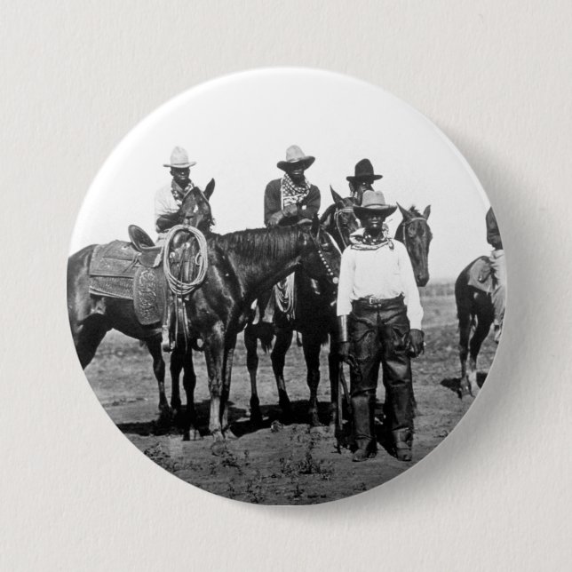 Black Cowboys At Bonham Texas 1890 3 Inch Round Button (Front)