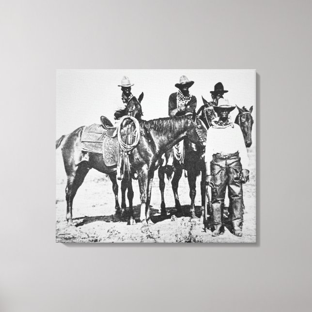 Black Cowboys at Bonham, Texas, c.1890 (b/w photo) Canvas Print (Front)