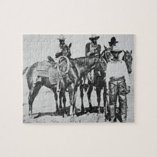 Black Cowboys at Bonham, Texas, c.1890 (b/w photo) Jigsaw Puzzle