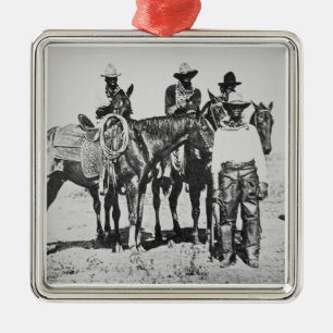 Black Cowboys at Bonham, Texas, c.1890 (b/w photo) Metal Ornament