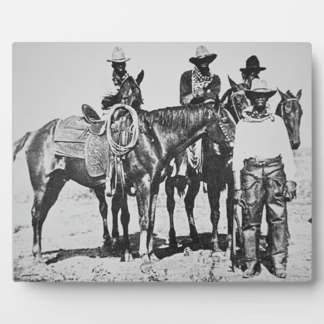 Black Cowboys at Bonham, Texas, c.1890 (b/w photo) Plaque (Front)