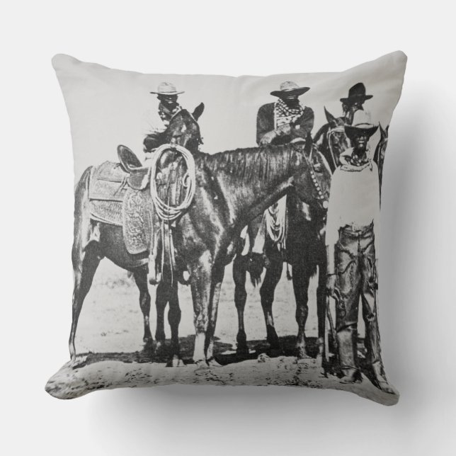 Black Cowboys at Bonham, Texas, c.1890 (b/w photo) Throw Pillow (Front)