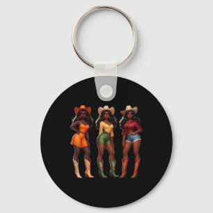 Black Cowgirl Western Rodeo Juneteenth Freedom Afr Keychain