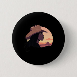 Black Cowgirl Western Rodeo Melanin Black History  2 Inch Round Button