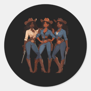 Black Cowgirl Western Rodeo Melanin Black History Classic Round Sticker