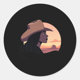 Black Cowgirl Western Rodeo Melanin Black History Classic Round Sticker