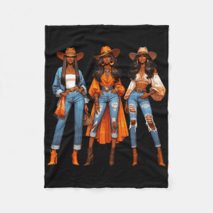 Black Cowgirl Western Rodeo Melanin Black History  Fleece Blanket