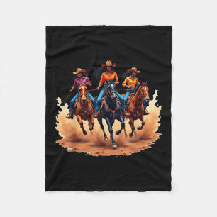 Black Cowgirl Western Rodeo Melanin Black History Fleece Blanket