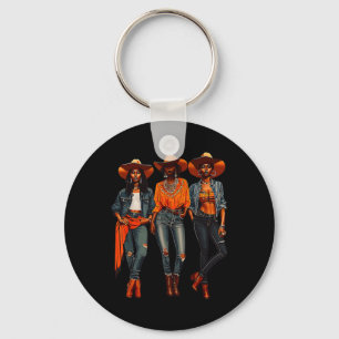 Black Cowgirl Western Rodeo Melanin Black History Keychain