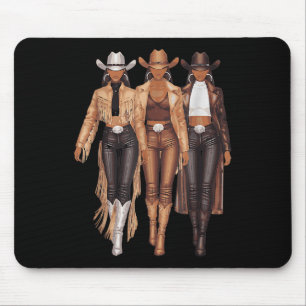 Black Cowgirl Western Tee Rodeo Country Women June Mouse Pad