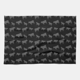 Black cows kitchen towel