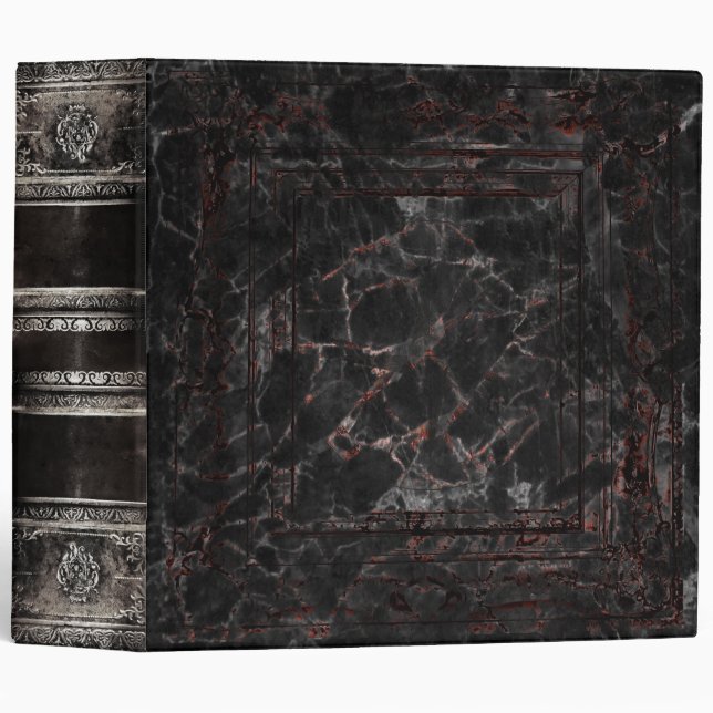 Black Cracked Faux Leather Ancient Tome Binder (Front/Spine)