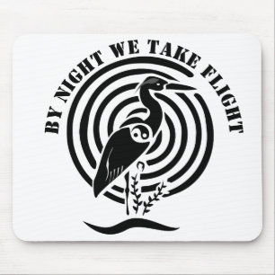 Black Crane Standing in Water Silhouette Mouse Pad