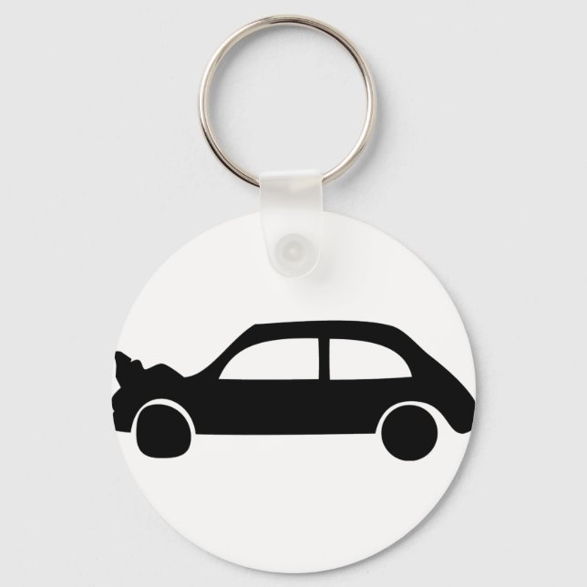 black crash car icon keychain (Front)