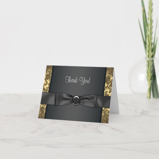 Black Cravate Black et Gold Merci Cartes (Devant)