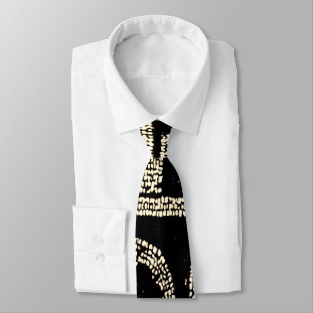 Black & Cream Abstrait Motif Gents Cravate (Attaché)