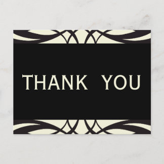 Black Cream Art Deco Thank You Postcard